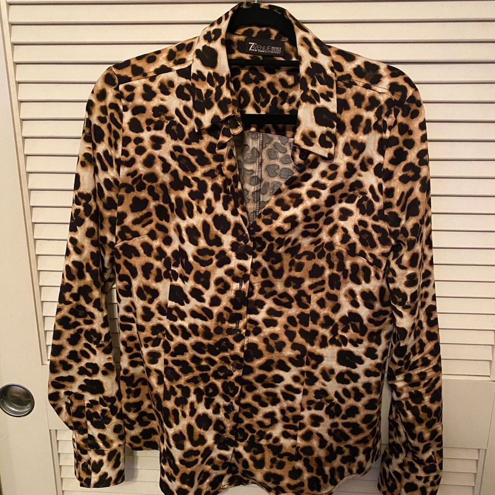 New York and Company Leopard Print long sleeve shirt.